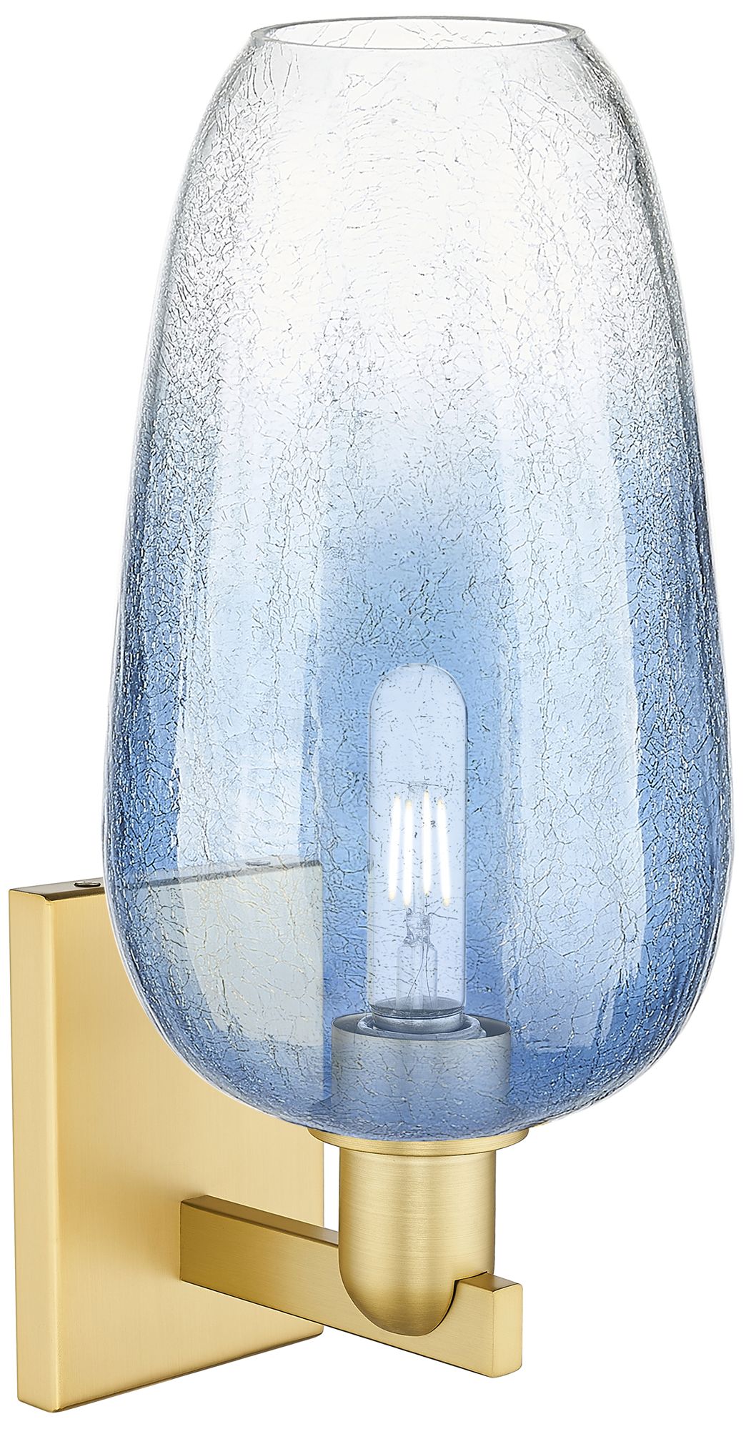 Image 2 Brookhaven Flute 11"H Satin Gold Wall Sconce With Sapphire Blue Shade more views