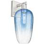 Brookhaven Flute 11"H Satin Nickel Wall Sconce w/ Sapphire Shade