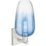 Brookhaven Flute 11"H Satin Nickel Wall Sconce w/ Sapphire Shade