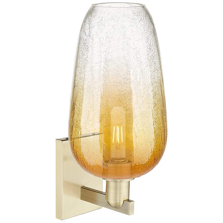 Image 2 Brookhaven Flute 11" High Antique Brass Wall Sconce With Amber Shade more views