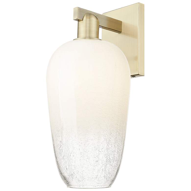 Image 1 Brookhaven Flute 11" High Antique Brass Wall Sconce With Opal Shade