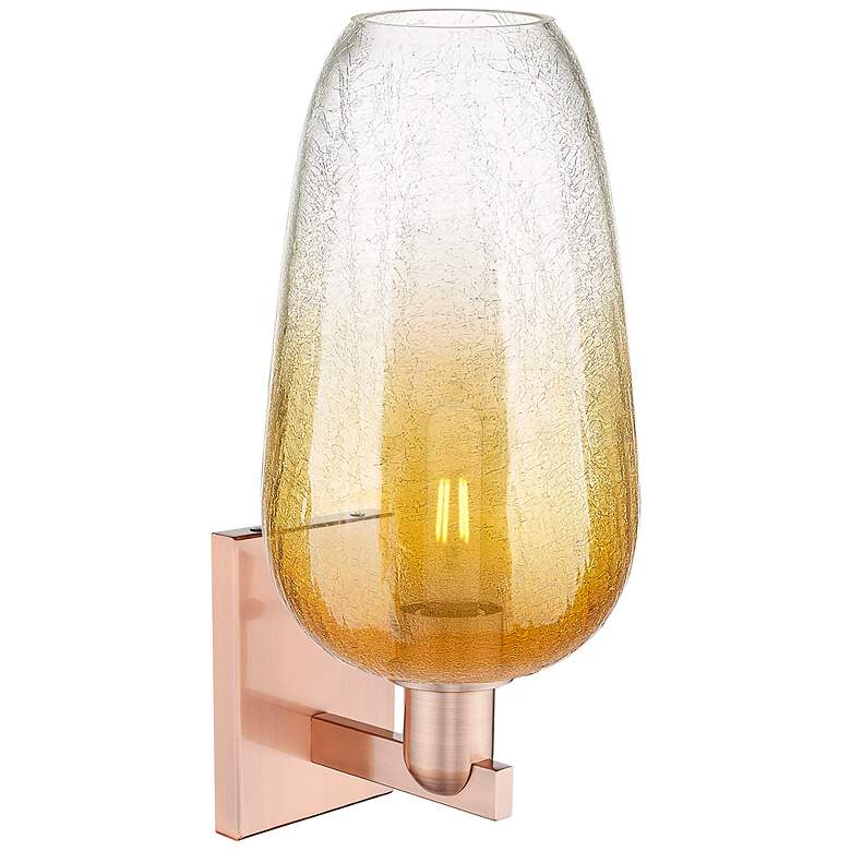 Image 2 Brookhaven Flute 11" High Antique Copper Wall Sconce With Amber Shade more views