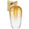 Brookhaven Flute 11" High Brushed Brass Wall Sconce With Amber Shade