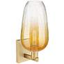 2_Brookhaven Flute 11" High Brushed Brass Wall Sconce With Amber Shade more views