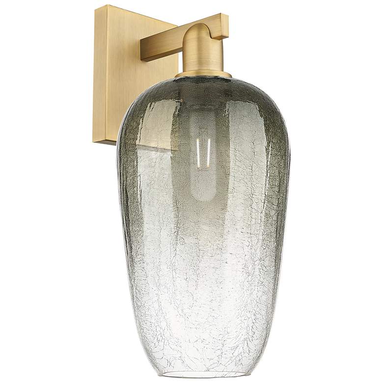 Image 1 Brookhaven Flute 11" High Brushed Brass Wall Sconce With Slate Shade