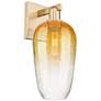 1_Brookhaven Flute 11" High Champagne Bronze Wall Sconce With Amber Shade