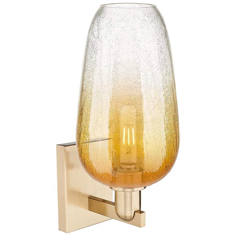 Image 2 Brookhaven Flute 11" High Champagne Bronze Wall Sconce With Amber Shade more views