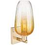 2_Brookhaven Flute 11" High Champagne Bronze Wall Sconce With Amber Shade more views