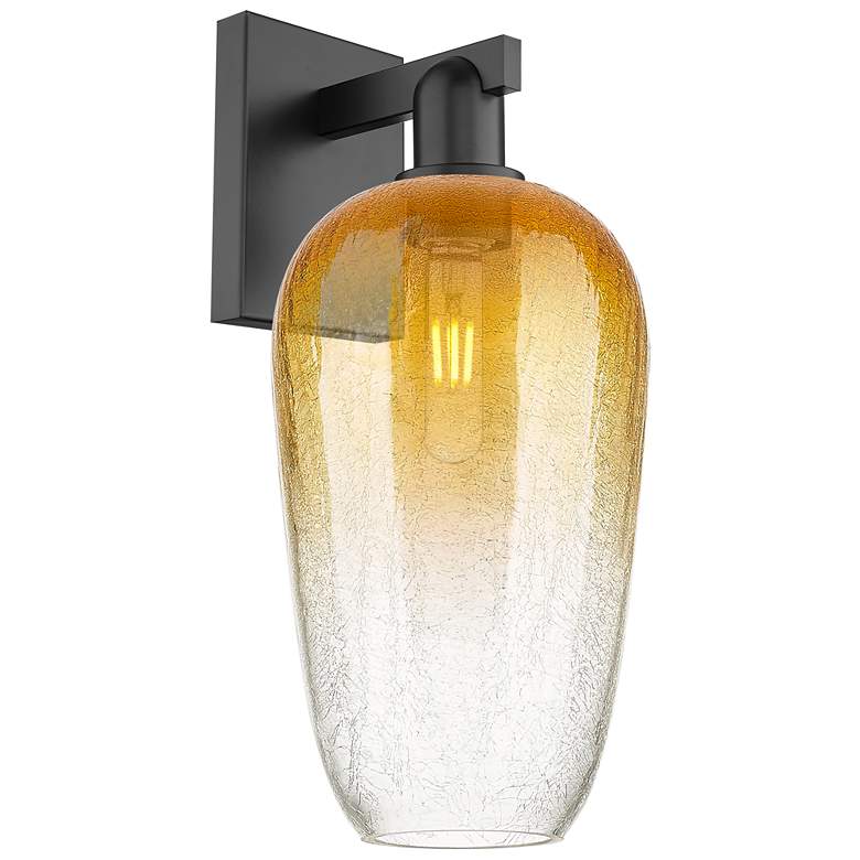 Image 1 Brookhaven Flute 11" High Matte Black Wall Sconce With Amber Shade