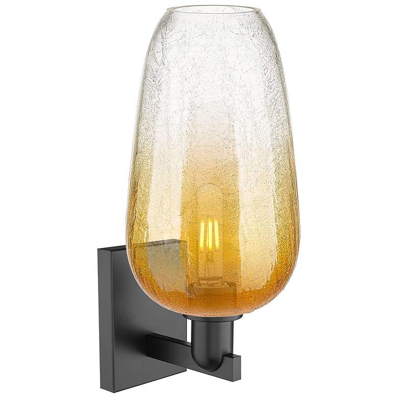 Image 2 Brookhaven Flute 11" High Matte Black Wall Sconce With Amber Shade more views