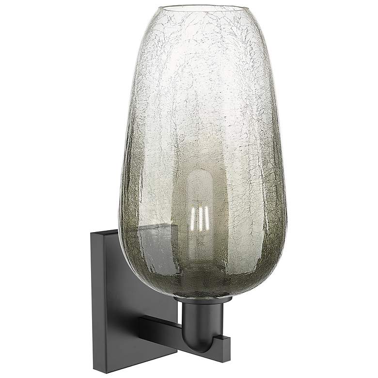 Image 2 Brookhaven Flute 11" High Matte Black Wall Sconce With Slate Shade more views