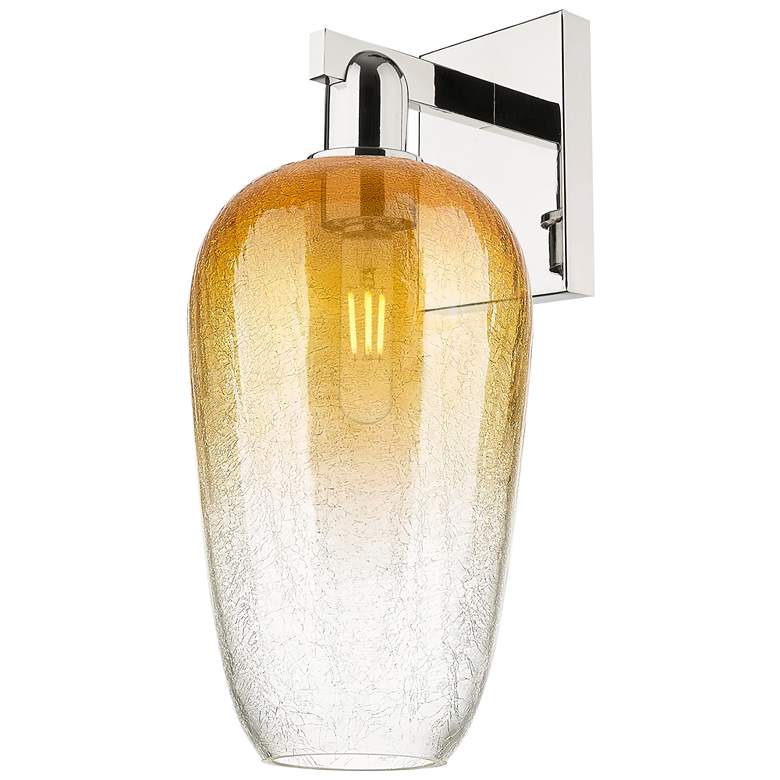 Image 1 Brookhaven Flute 11" High Polished Nickel Wall Sconce With Amber Shade