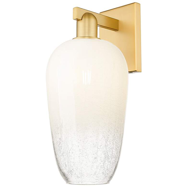 Image 1 Brookhaven Flute 11" High Satin Gold Wall Sconce With Opal Shade