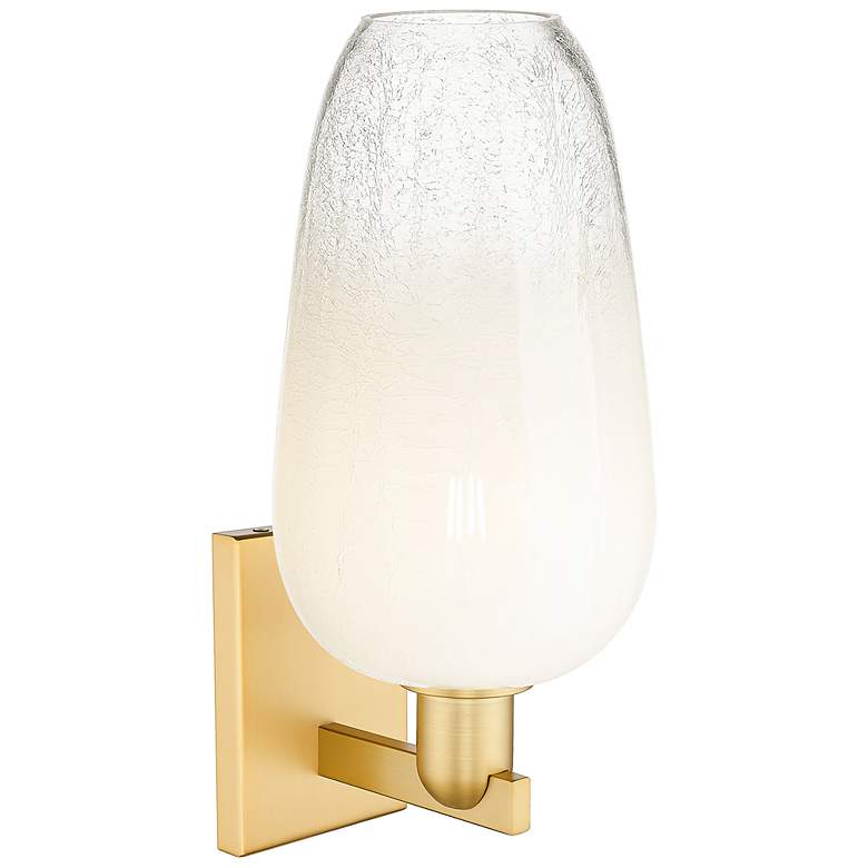 Image 2 Brookhaven Flute 11" High Satin Gold Wall Sconce With Opal Shade more views