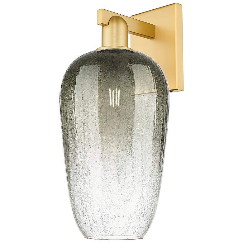 Image 1 Brookhaven Flute 11" High Satin Gold Wall Sconce With Slate Shade