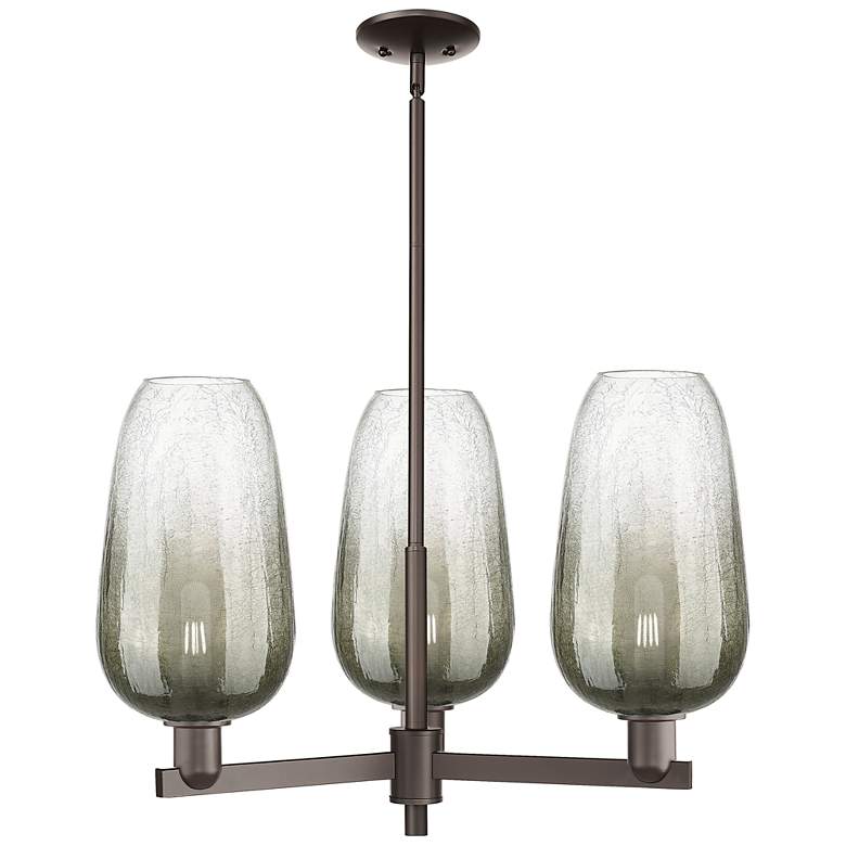 Image 1 Brookhaven Flute 17.5"W 3-Lt Oiled Bronze Stem Chandelier w/ Slate Shade