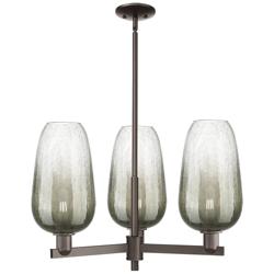 Brookhaven Flute 17.5"W 3-Lt Oiled Bronze Stem Chandelier w/ Slate Shade