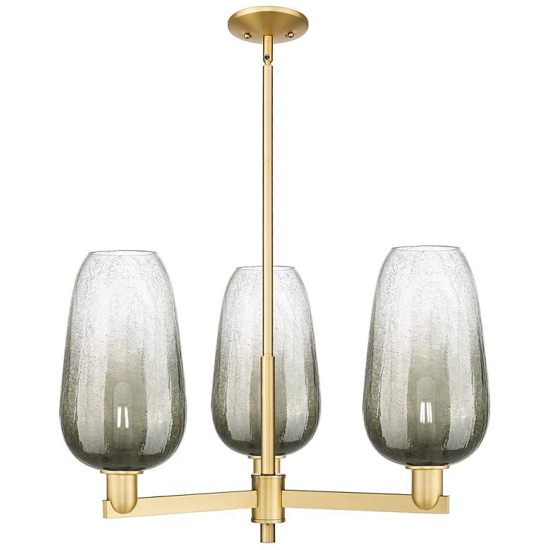 Image 1 Brookhaven Flute 17.5"W 3-Lt Satin Gold Stem Chandelier w/ Slate Shade