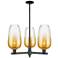 Brookhaven Flute 18"W 3 Light Black Stem Chandelier w/ Amber Shade