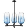 Brookhaven Flute 18"W 3 Light Black Stem Chandelier w/ Sapphire Shade
