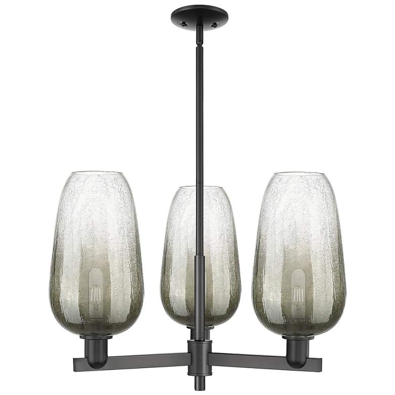 Image 1 Brookhaven Flute 18"W 3 Light Black Stem Chandelier w/ Slate Shade