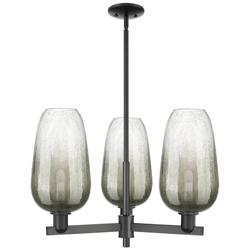 Brookhaven Flute 18"W 3 Light Black Stem Chandelier w/ Slate Shade
