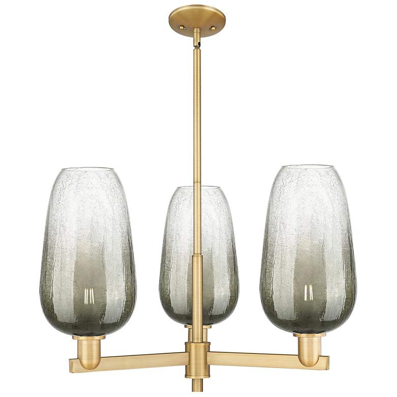 Image 1 Brookhaven Flute 18"W 3 Light Brass Stem Chandelier w/ Slate Shade