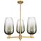 Brookhaven Flute 18"W 3 Light Brass Stem Chandelier w/ Slate Shade