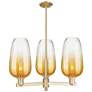 Brookhaven Flute 18"W 3 Light Champagne Stem Chandelier w/ Amber Shade