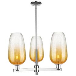 Brookhaven Flute 18"W 3 Light Chrome Stem Chandelier With Amber Shade