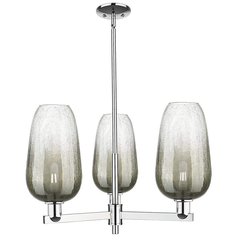 Image 1 Brookhaven Flute 18"W 3 Light Chrome Stem Chandelier With Slate Shade