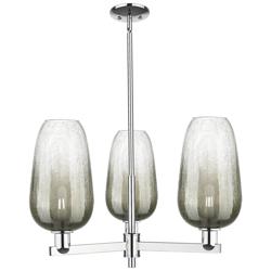 Brookhaven Flute 18"W 3 Light Chrome Stem Chandelier With Slate Shade