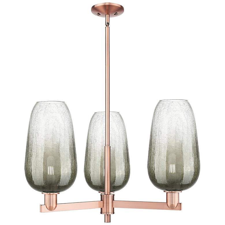 Image 1 Brookhaven Flute 18"W 3 Light Copper Stem Chandelier With Slate Shade