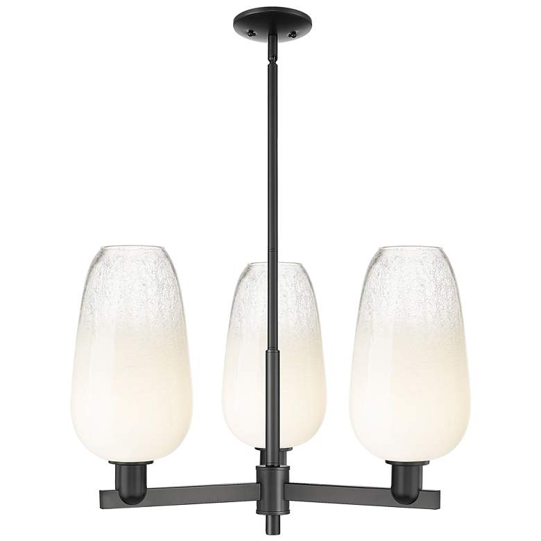 Image 1 Brookhaven Flute 18"W 3 Light Matte Black Stem Chandelier w/ Opal Shade