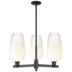 Brookhaven Flute 18"W 3 Light Matte Black Stem Chandelier w/ Opal Shade