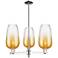 Brookhaven Flute 18"W 3 Light Nickel Stem Chandelier w/ Amber Shade