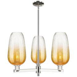 Brookhaven Flute 18"W 3 Light Nickel Stem Chandelier w/ Amber Shade