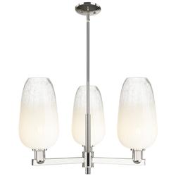 Brookhaven Flute 18"W 3 Light Nickel Stem Chandelier w/ Opal Shade