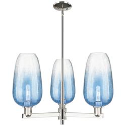 Brookhaven Flute 18"W 3 Light Nickel Stem Chandelier w/ Sapphire Shade