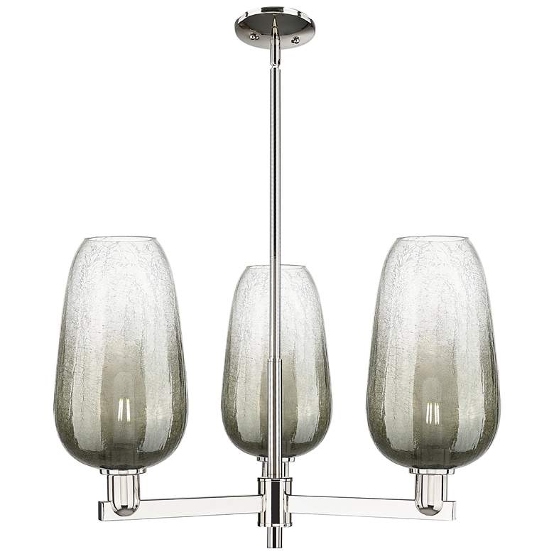 Image 1 Brookhaven Flute 18"W 3 Light Nickel Stem Chandelier w/ Slate Shade