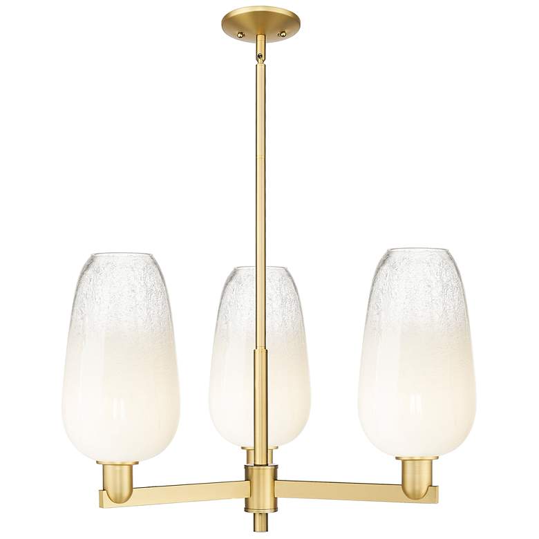 Image 1 Brookhaven Flute 18"W 3 Light Satin Gold Stem Chandelier w/ Opal Shade