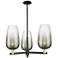 Brookhaven Flute 18"W 3-Lt Black Brass Stem Chandelier w/ Slate Shade