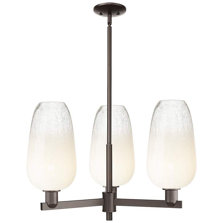 Image 1 Brookhaven Flute 18"W 3-Lt Oil Rubbed Bronze Stem Chandelier w/ Opal Shade