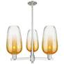 Brookhaven Flute 18"W 3-Lt Satin Nickel Stem Chandelier w/ Amber Shade