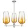 Brookhaven Flute 18"W 3-Lt Satin Nickel Stem Chandelier w/ Amber Shade