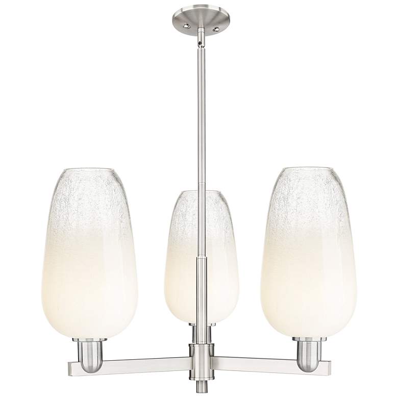 Image 1 Brookhaven Flute 18"W 3-Lt Satin Nickel Stem Chandelier w/ Opal Shade