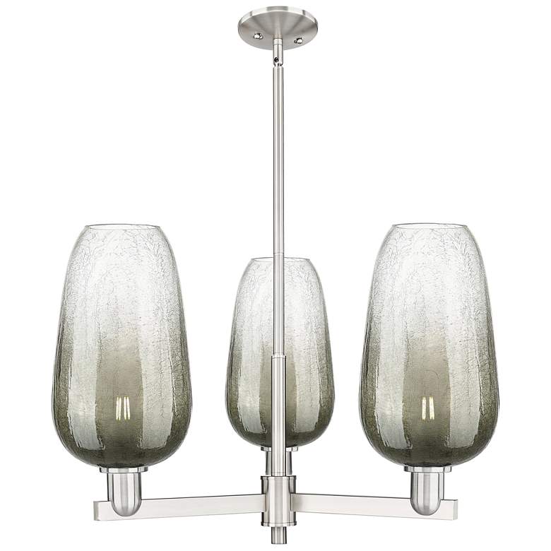 Image 1 Brookhaven Flute 18"W 3-Lt Satin Nickel Stem Chandelier w/ Slate Shade