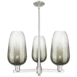 Brookhaven Flute 18"W 3-Lt Satin Nickel Stem Chandelier w/ Slate Shade