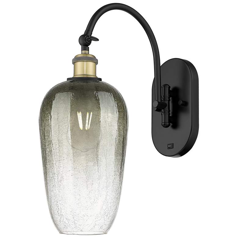 Image 1 Brookhaven Flute 19"H Black Antique Brass Swiveling Sconce w/ Slate Shade