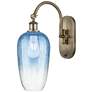 Brookhaven Flute 19"H Brass Swiveling Sconce w/ Sapphire Blue Shade
